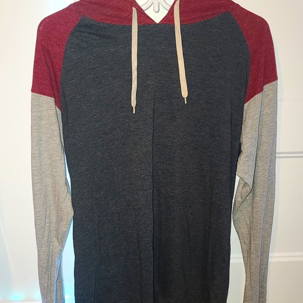 Long Sleeve Burgundy & Grey Shirt